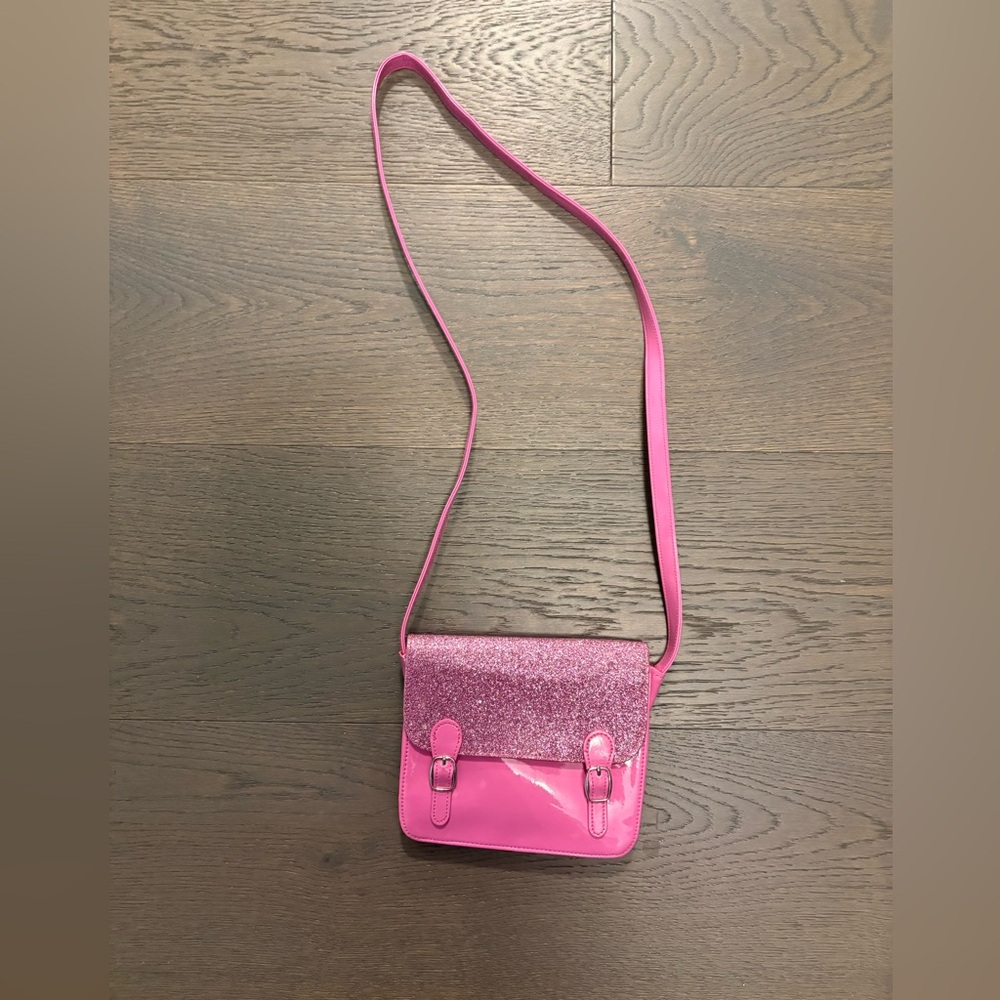 Gymboree pink girls sparkly cross body purse EUC